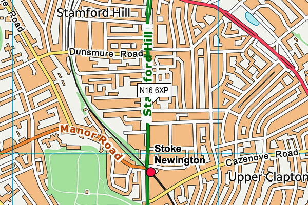 N16 6XP map - OS VectorMap District (Ordnance Survey)