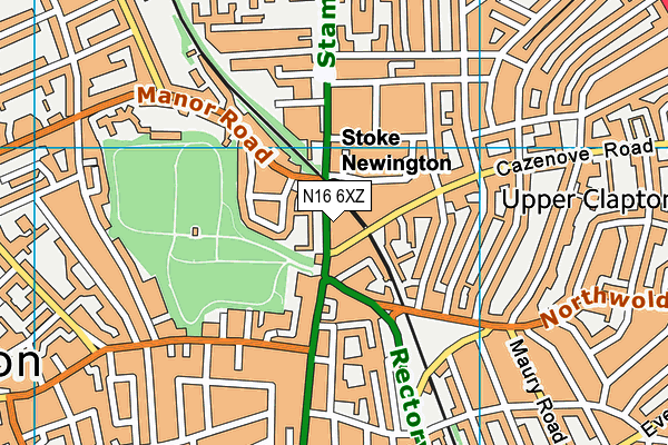 N16 6XZ map - OS VectorMap District (Ordnance Survey)