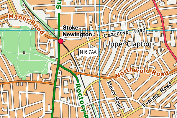 N16 7AA map - OS VectorMap District (Ordnance Survey)