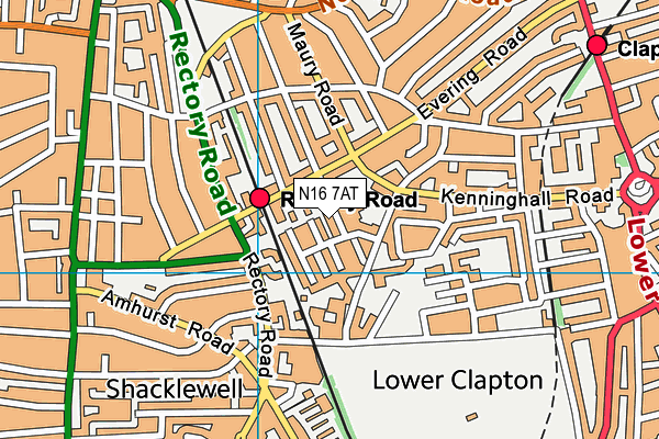 N16 7AT map - OS VectorMap District (Ordnance Survey)