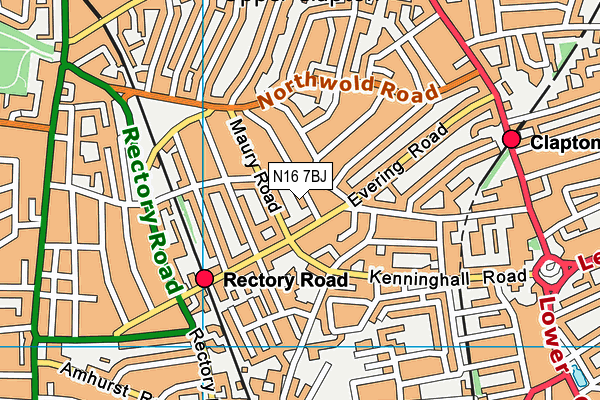 N16 7BJ map - OS VectorMap District (Ordnance Survey)