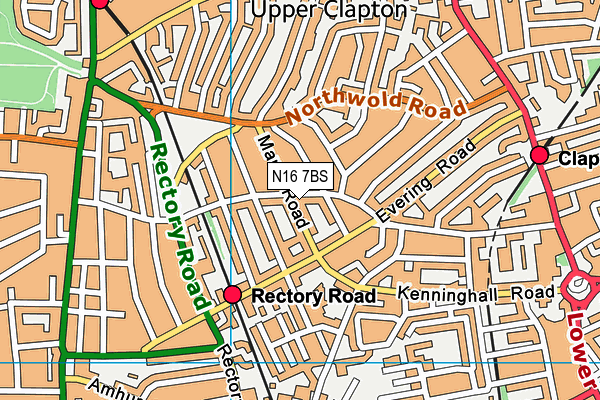 N16 7BS map - OS VectorMap District (Ordnance Survey)