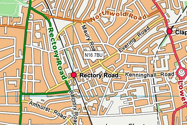 N16 7BU map - OS VectorMap District (Ordnance Survey)