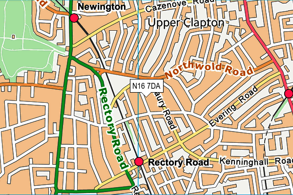 N16 7DA map - OS VectorMap District (Ordnance Survey)