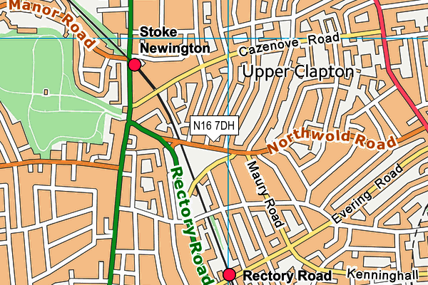 N16 7DH map - OS VectorMap District (Ordnance Survey)