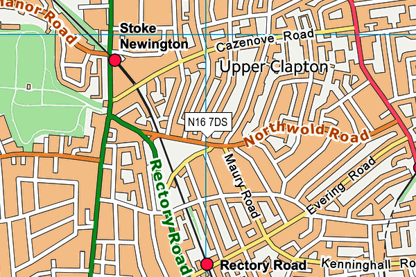 N16 7DS map - OS VectorMap District (Ordnance Survey)