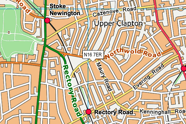 N16 7ER map - OS VectorMap District (Ordnance Survey)