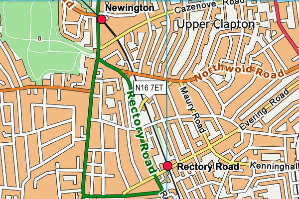 N16 7ET map - OS VectorMap District (Ordnance Survey)