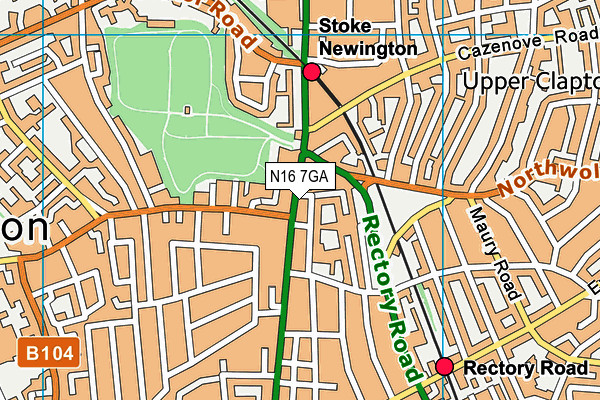 N16 7GA map - OS VectorMap District (Ordnance Survey)