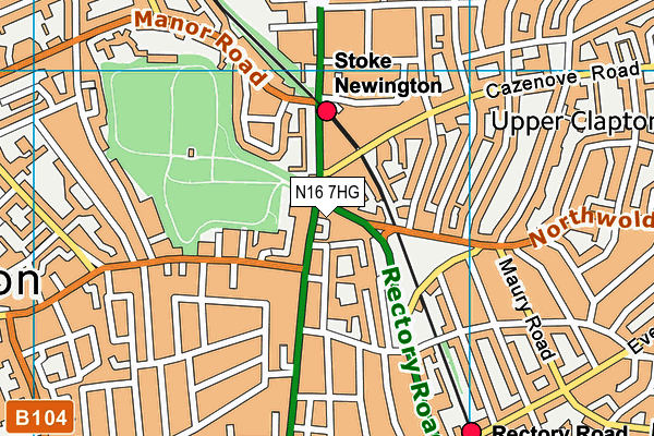 N16 7HG map - OS VectorMap District (Ordnance Survey)