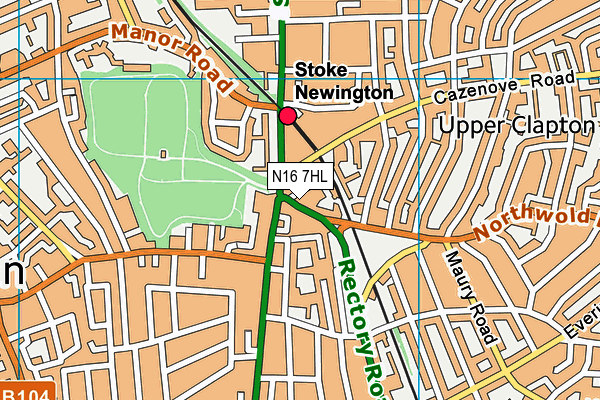 N16 7HL map - OS VectorMap District (Ordnance Survey)