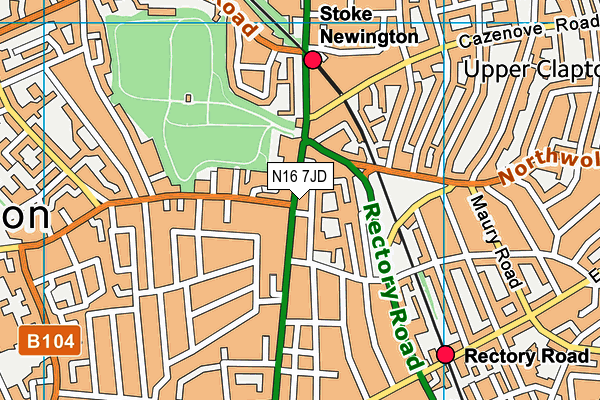 N16 7JD map - OS VectorMap District (Ordnance Survey)