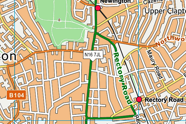 N16 7JL map - OS VectorMap District (Ordnance Survey)