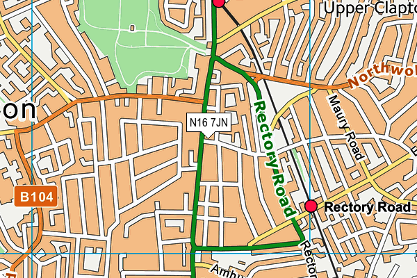 N16 7JN map - OS VectorMap District (Ordnance Survey)