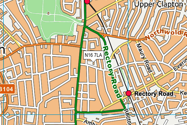 N16 7LA map - OS VectorMap District (Ordnance Survey)