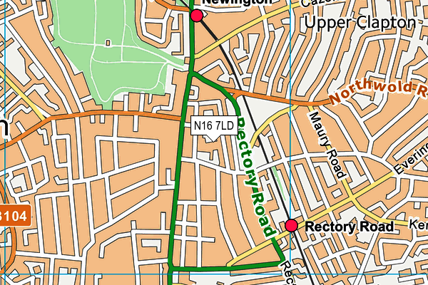 N16 7LD map - OS VectorMap District (Ordnance Survey)