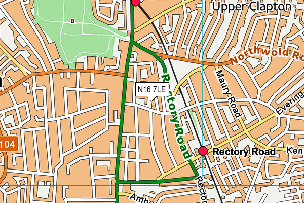 N16 7LE map - OS VectorMap District (Ordnance Survey)