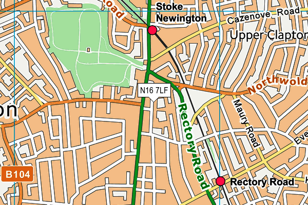 N16 7LF map - OS VectorMap District (Ordnance Survey)