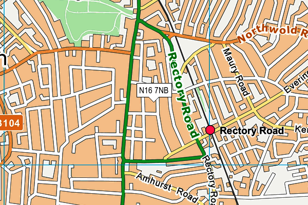 N16 7NB map - OS VectorMap District (Ordnance Survey)
