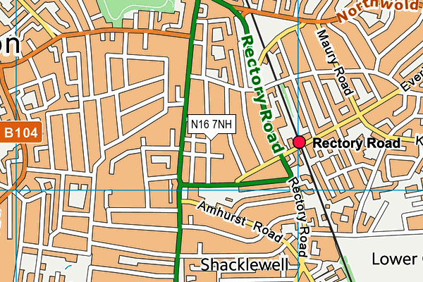 N16 7NH map - OS VectorMap District (Ordnance Survey)