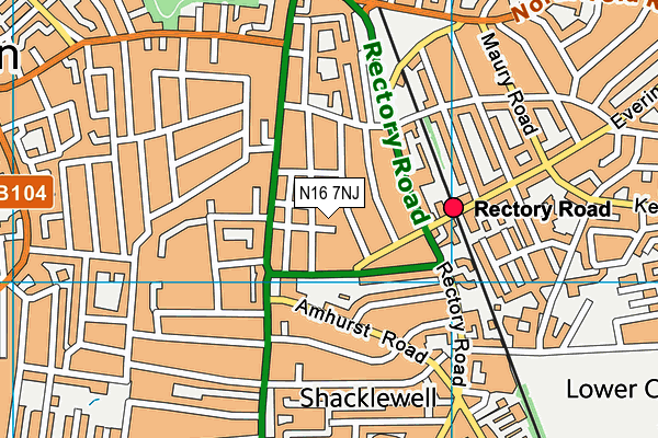 N16 7NJ map - OS VectorMap District (Ordnance Survey)