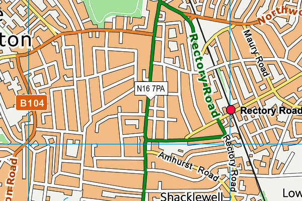 N16 7PA map - OS VectorMap District (Ordnance Survey)