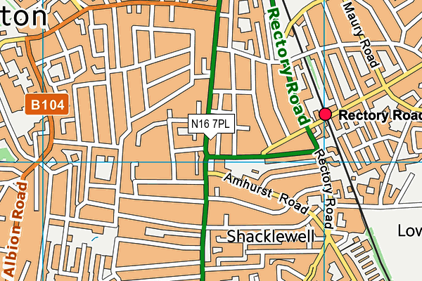 N16 7PL map - OS VectorMap District (Ordnance Survey)