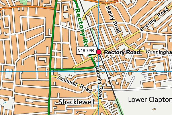 N16 7PR map - OS VectorMap District (Ordnance Survey)