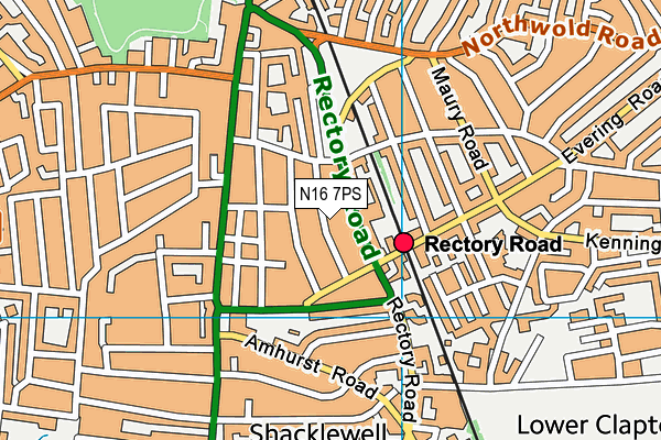 N16 7PS map - OS VectorMap District (Ordnance Survey)