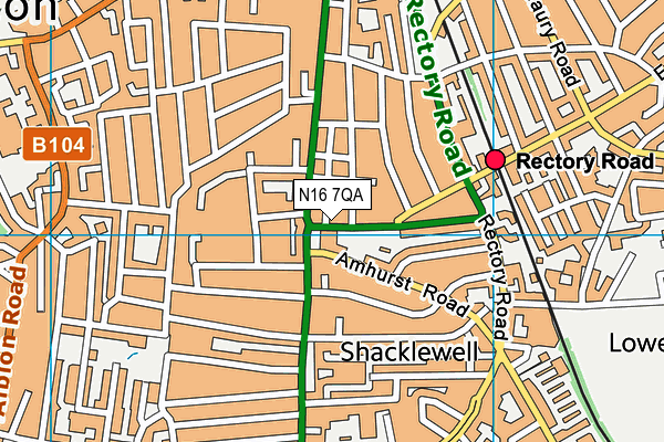 N16 7QA map - OS VectorMap District (Ordnance Survey)