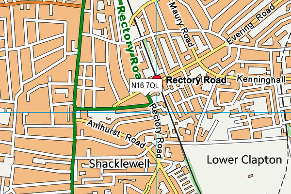 N16 7QL map - OS VectorMap District (Ordnance Survey)