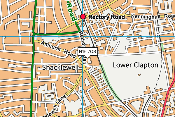 N16 7QS map - OS VectorMap District (Ordnance Survey)