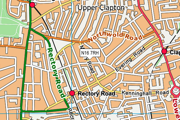 N16 7RH map - OS VectorMap District (Ordnance Survey)