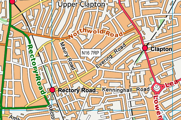 N16 7RP map - OS VectorMap District (Ordnance Survey)