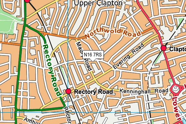 N16 7RS map - OS VectorMap District (Ordnance Survey)