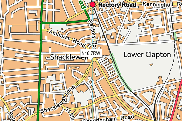 N16 7RW map - OS VectorMap District (Ordnance Survey)