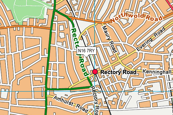 N16 7RY map - OS VectorMap District (Ordnance Survey)