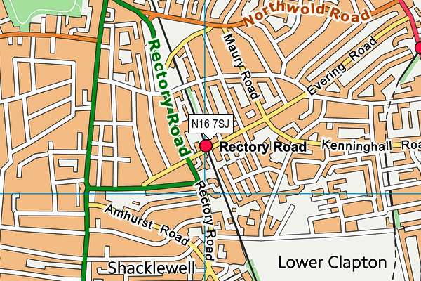 N16 7SJ map - OS VectorMap District (Ordnance Survey)