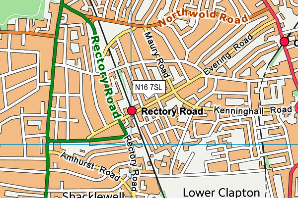 N16 7SL map - OS VectorMap District (Ordnance Survey)
