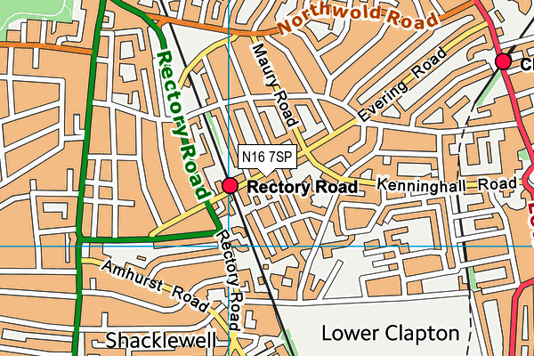 N16 7SP map - OS VectorMap District (Ordnance Survey)