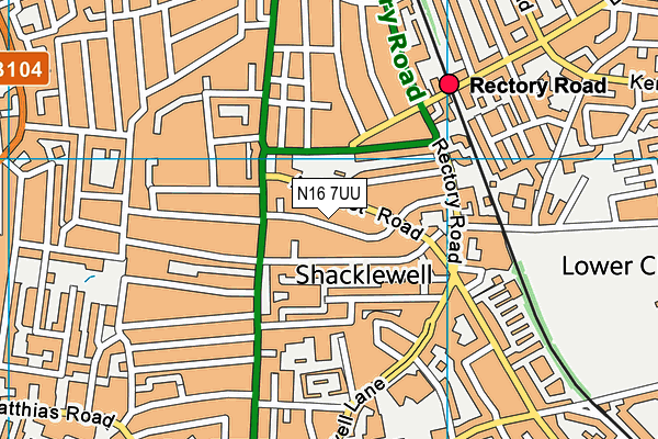 N16 7UU map - OS VectorMap District (Ordnance Survey)