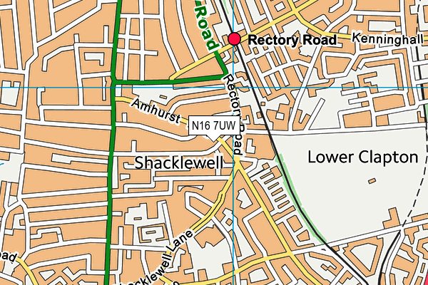 N16 7UW map - OS VectorMap District (Ordnance Survey)