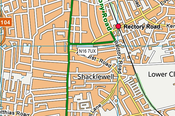 N16 7UX map - OS VectorMap District (Ordnance Survey)