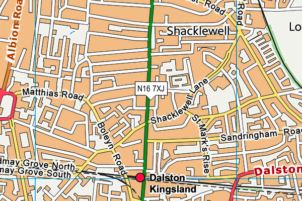 N16 7XJ map - OS VectorMap District (Ordnance Survey)