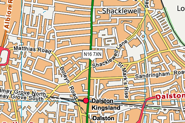 N16 7XN map - OS VectorMap District (Ordnance Survey)