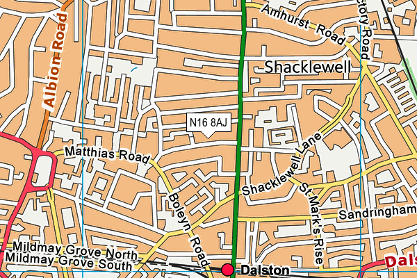 N16 8AJ map - OS VectorMap District (Ordnance Survey)