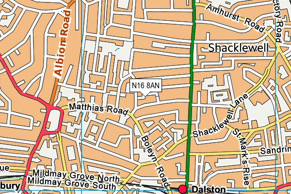 N16 8AN map - OS VectorMap District (Ordnance Survey)