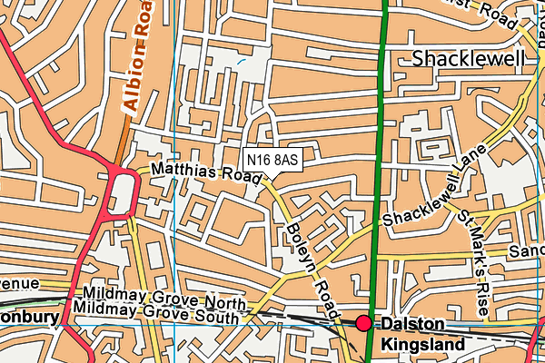 N16 8AS map - OS VectorMap District (Ordnance Survey)