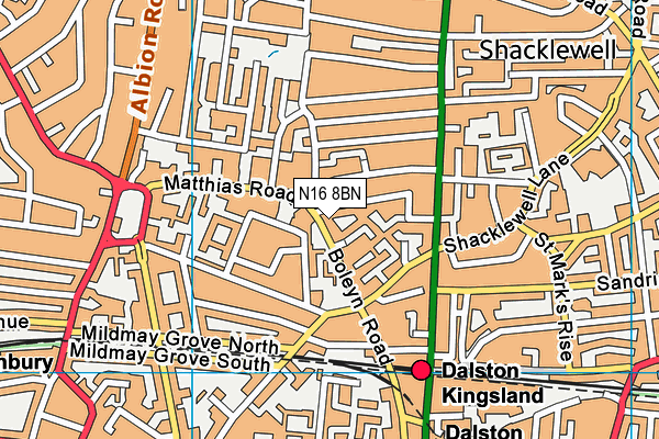 N16 8BN map - OS VectorMap District (Ordnance Survey)