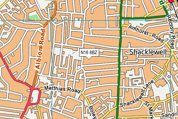 N16 8BZ map - OS VectorMap District (Ordnance Survey)